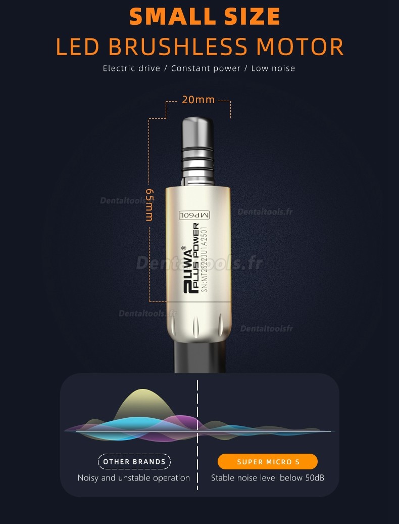Pluspower® Super Micro S Lumière LED intégrée pour moteur électrique dentaire